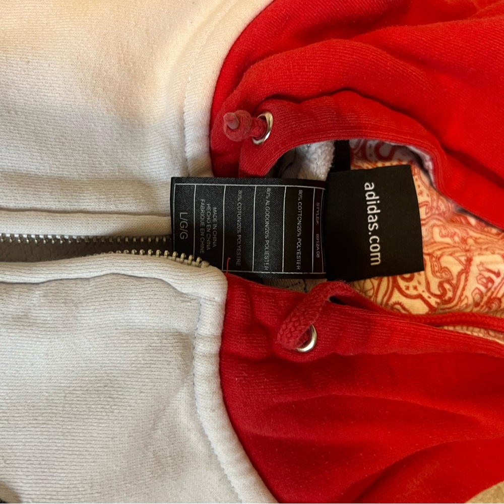 Adidas Red and White Zip-Up Jacket - Picture 2 of 2